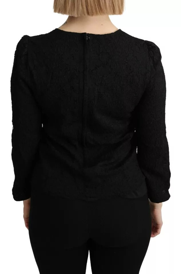 Dolce & Gabbana Black Lace Long Sleeves Blouse - Authentic Top