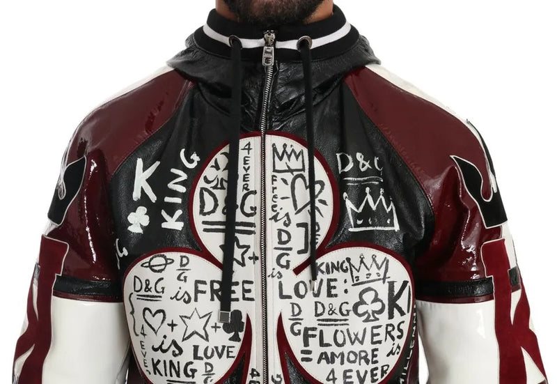 Dolce & Gabbana Zwarte Bordeaux Lederen Kapjas DG King of Love