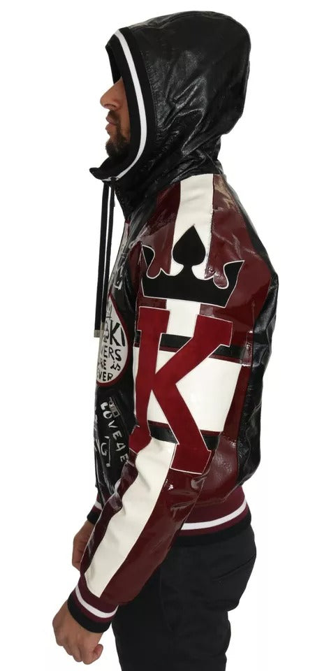 Dolce & Gabbana Zwarte Bordeaux Lederen Kapjas DG King of Love