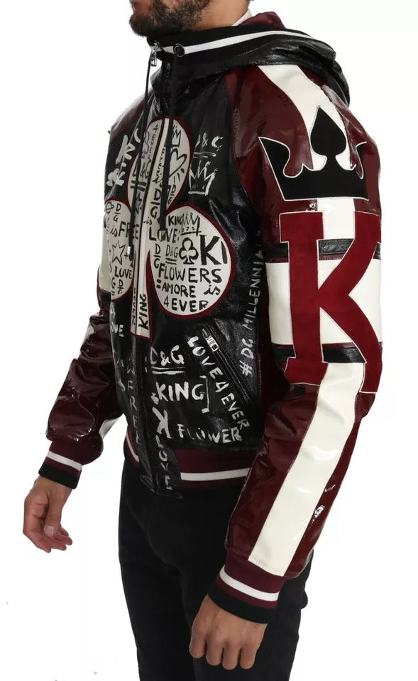 Dolce & Gabbana Zwarte Bordeaux Lederen Kapjas DG King of Love