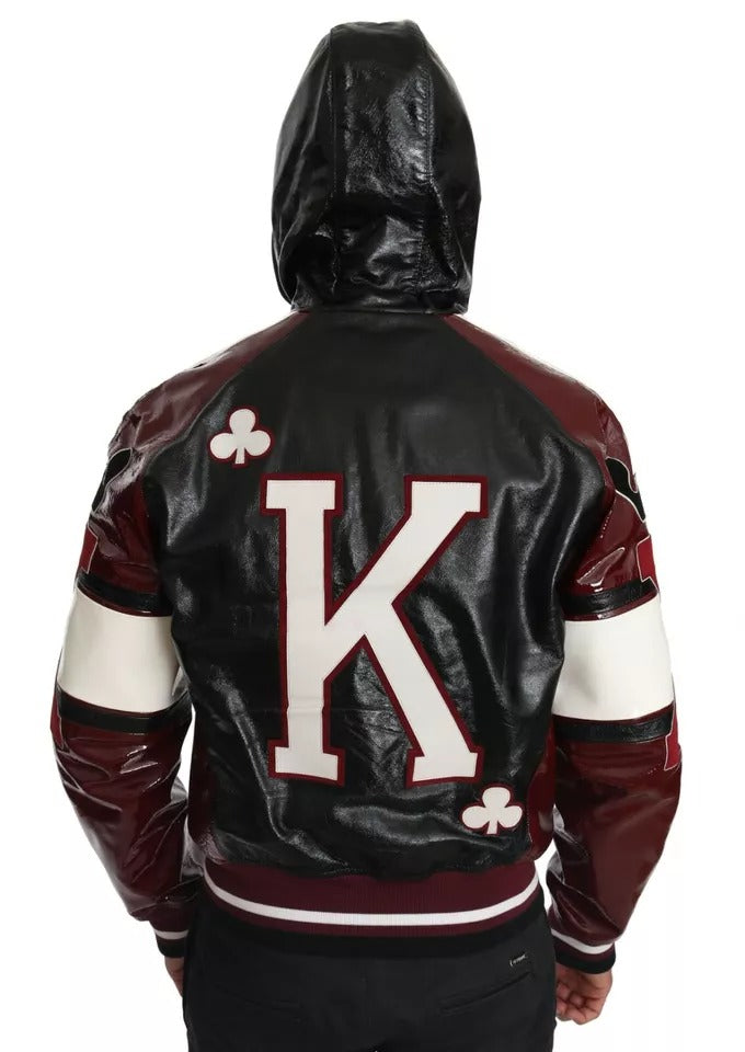 Dolce & Gabbana Zwarte Bordeaux Lederen Kapjas DG King of Love