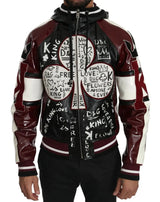 Veste en cuir à capuche noire Bordeaux Dolce & Gabbana, modèle DG King of Love.
