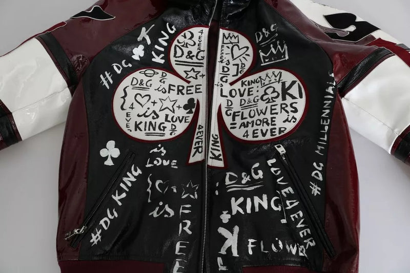 Dolce & Gabbana Zwarte Bordeaux Lederen Kapjas DG King of Love