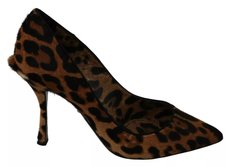 Dolce & Gabbana Brown Leopard Pony Hair Heels Pumps
