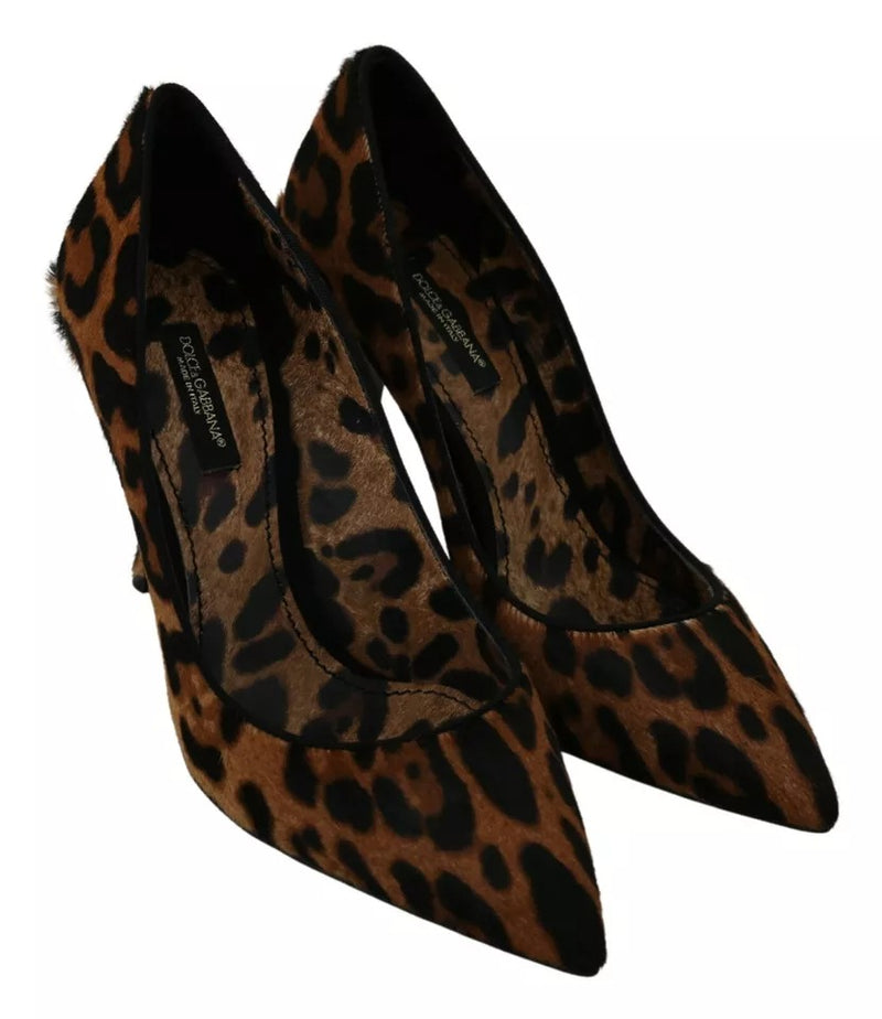 Dolce & Gabbana Brown Leopard Pony Hair Heels Pumps