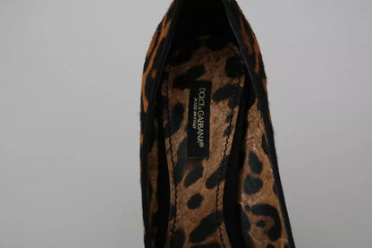 Dolce & Gabbana Brown Leopard Pony Hair Heels Pumps Shoes