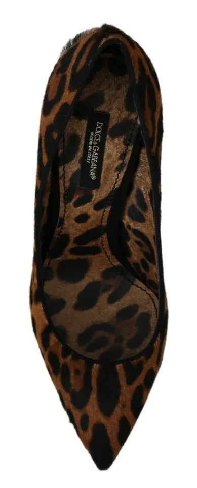 Dolce & Gabbana Brown Leopard Pony Hair Heels Pumps