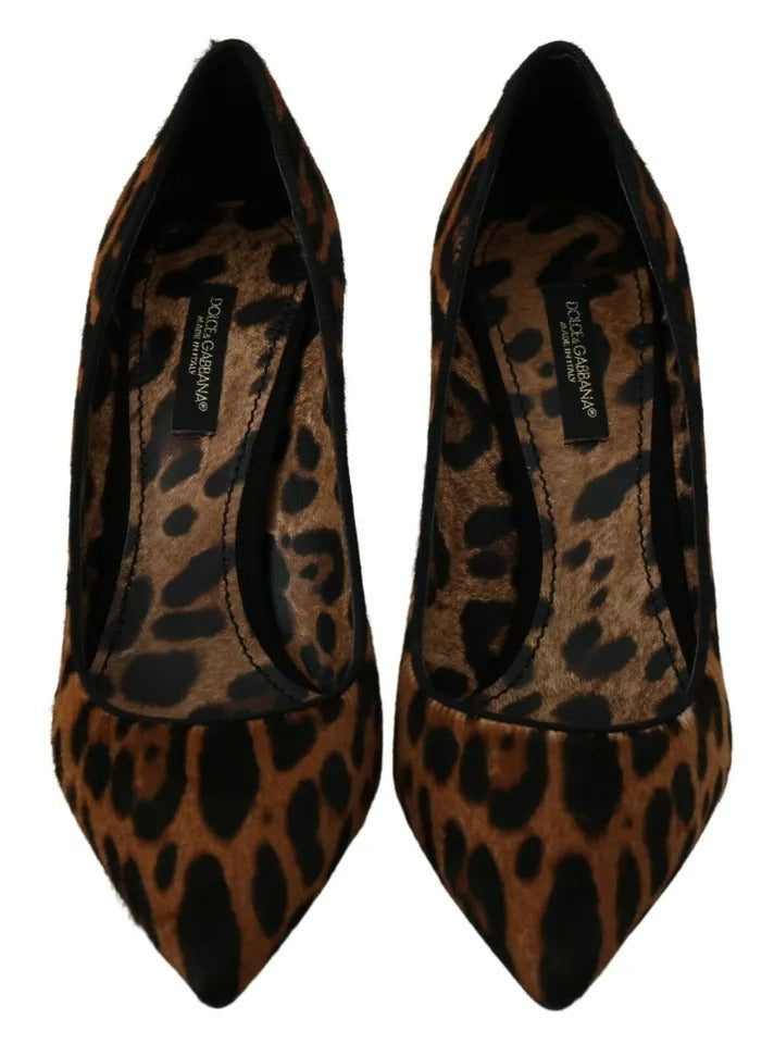 Dolce & Gabbana Brown Leopard Pony Hair Heels Pumps