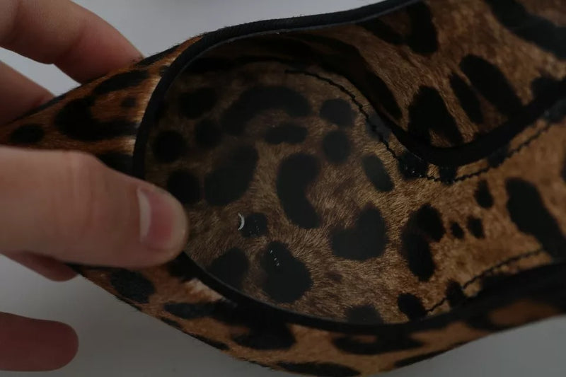 Dolce & Gabbana Brown Leopard Pony Hair Heels Pumps
