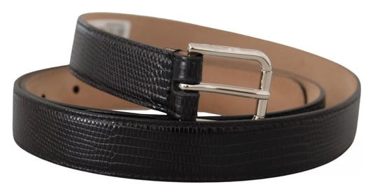 Dolce &amp; Gabbana Zwarte Klassieke Leren Zilveren Metalen Gesp Riem