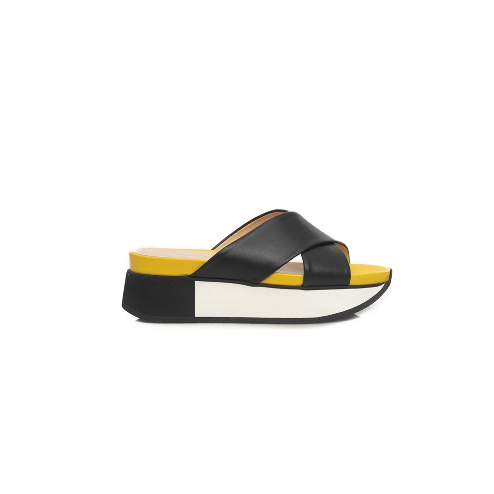 Cerruti 1881 Sandales à plateforme en cuir noir pour femmes