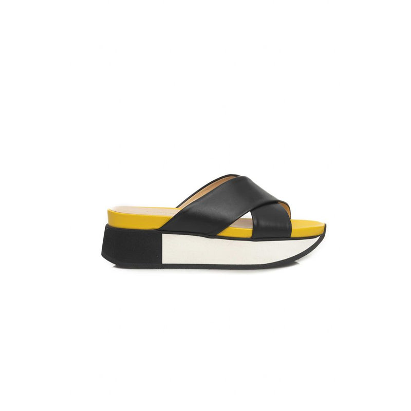 Cerruti 1881 Black Calfskin Women's Platform Sandals