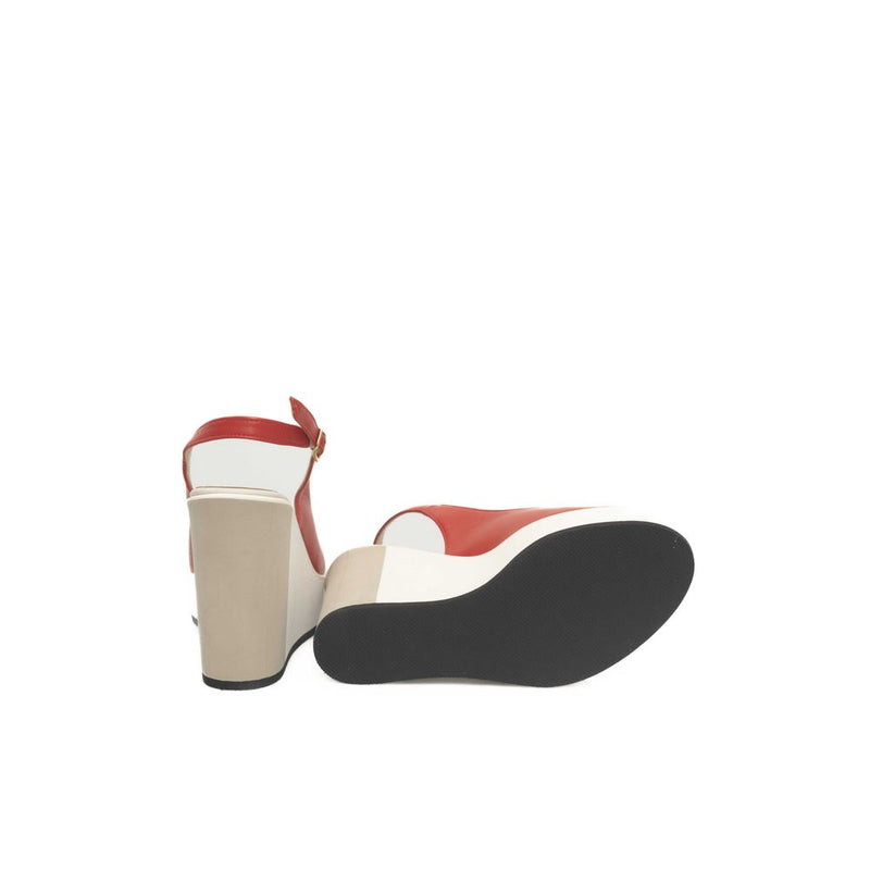 Cerruti 1881 Red Calfskin Women Sandal - Luxurious Comfort