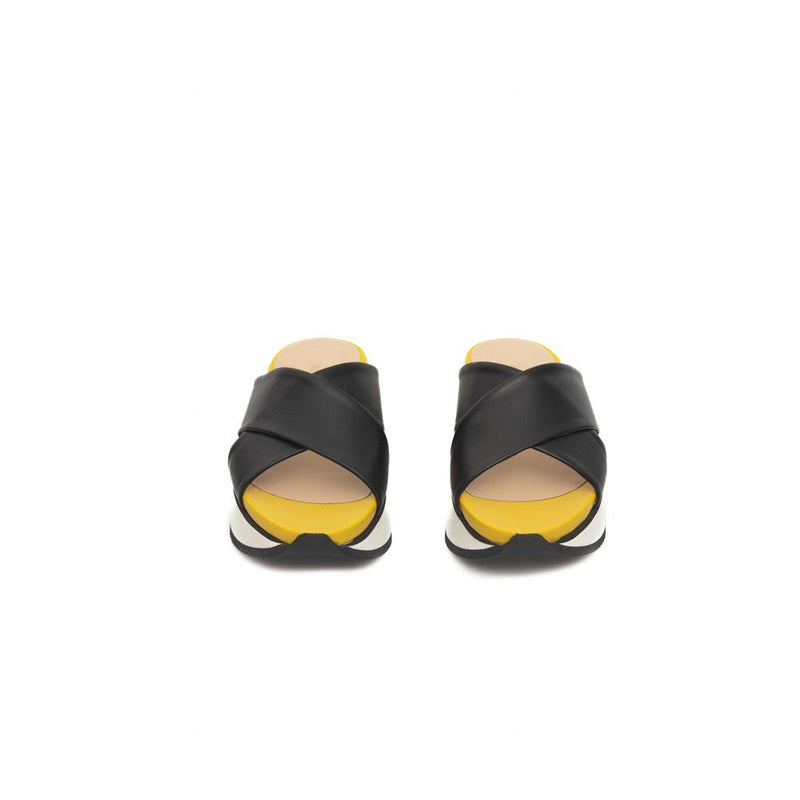 Cerruti 1881 Black Calfskin Women's Platform Sandals