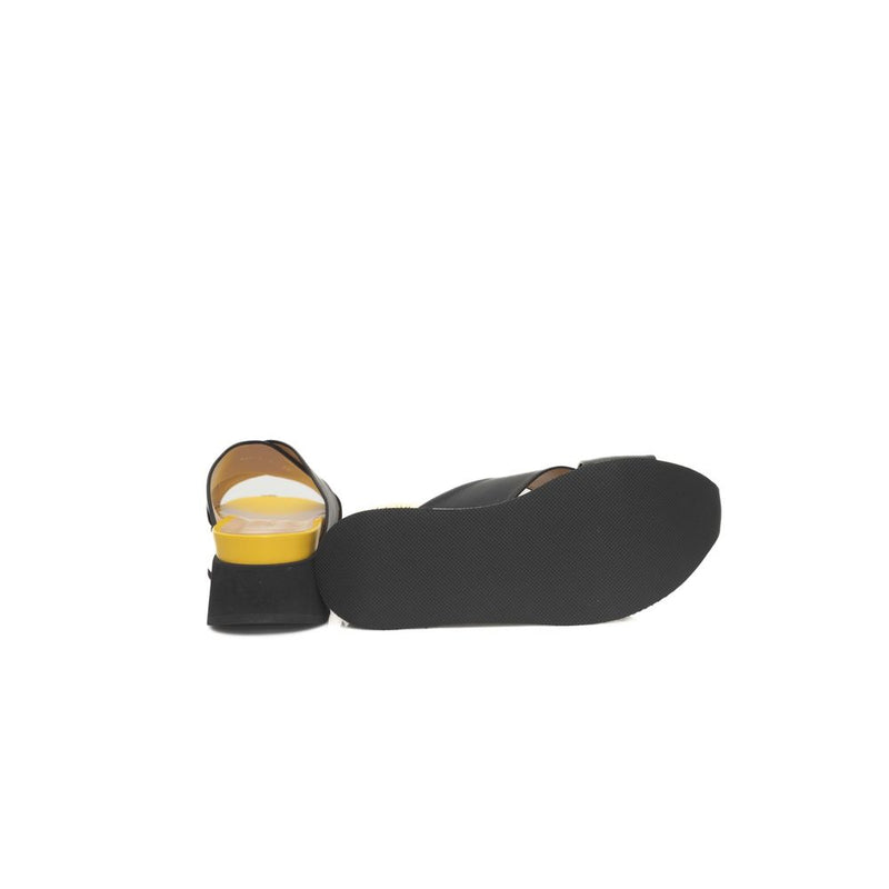 Cerruti 1881 Black Calfskin Women's Platform Sandals