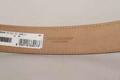 Ceinture Dolce & Gabbana en cuir noir avec boucle gravée du logo en métal doré