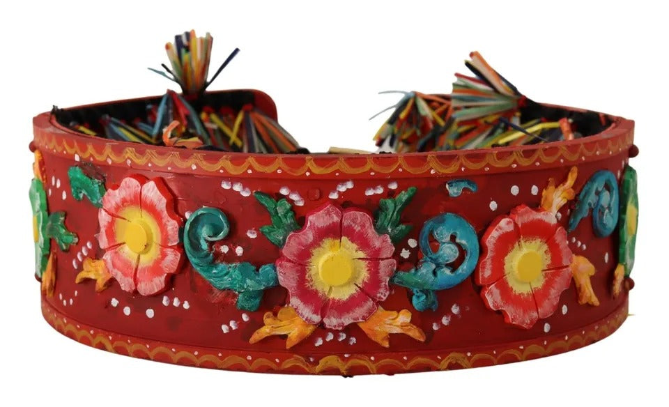 Dolce & Gabbana Ceinture Large Taille Carretto Fleurie Multicolore