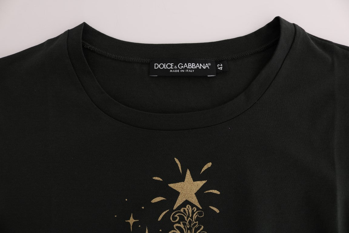 T-shirt en coton vert Dolce &amp; Gabbana, motif 2017