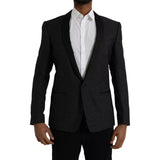 Dolce &amp; Gabbana, veste-blazer MARTINI noire en jacquard, à simple boutonnage.