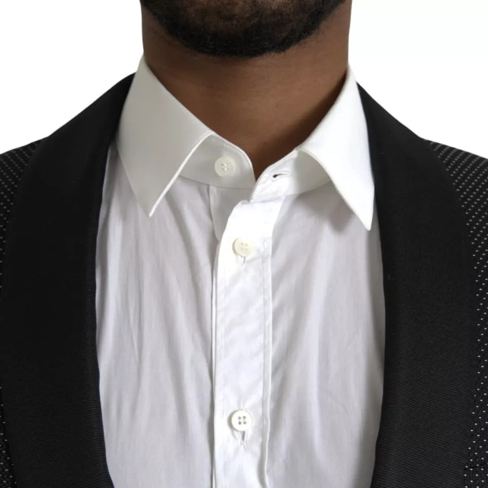 Dolce &amp; Gabbana, veste-blazer MARTINI noire en jacquard, à simple boutonnage.