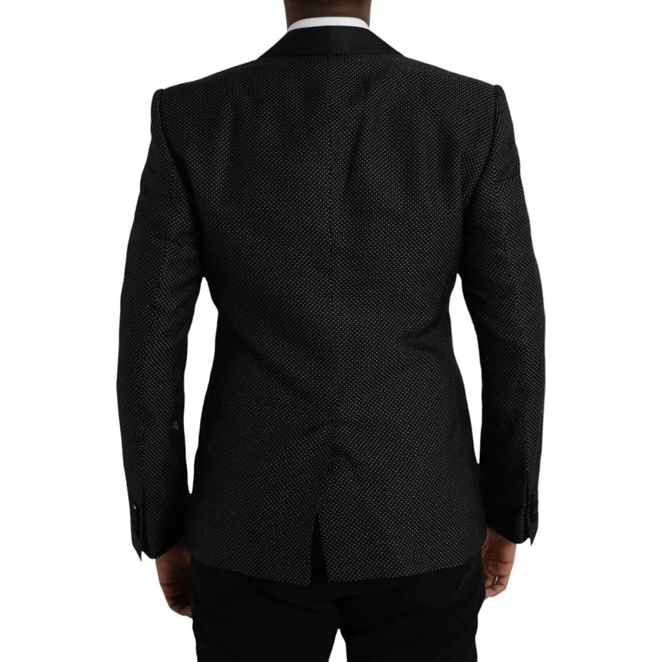 Dolce &amp; Gabbana, veste-blazer MARTINI noire en jacquard, à simple boutonnage.