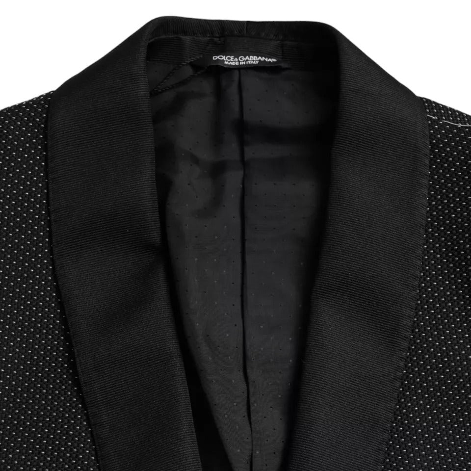 Dolce &amp; Gabbana, veste-blazer MARTINI noire en jacquard, à simple boutonnage.