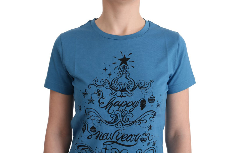 T-shirt en coton bleu Dolce &amp; Gabbana, motif 2017