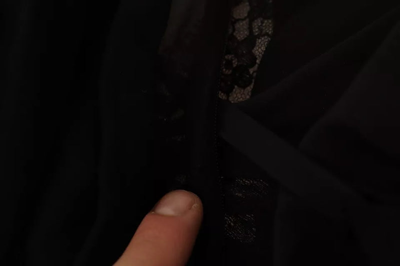 Dolce & Gabbana Robe Mini A-line Noire à Col V et Manches Longues