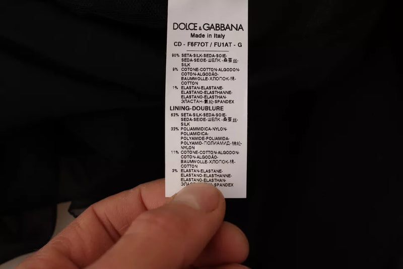 Dolce & Gabbana Robe Mini A-line Noire à Col V et Manches Longues