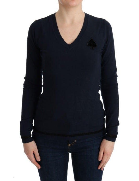 Pull en viscose bleu à col en V de Costume National