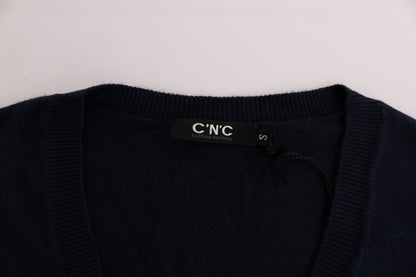 Pull en viscose bleu à col en V de Costume National