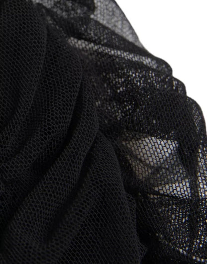 Robe midi en tulle extensible à épaules dénudées noire de Dolce & Gabbana