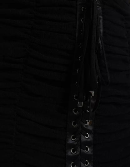 Robe midi en tulle extensible à épaules dénudées noire de Dolce & Gabbana