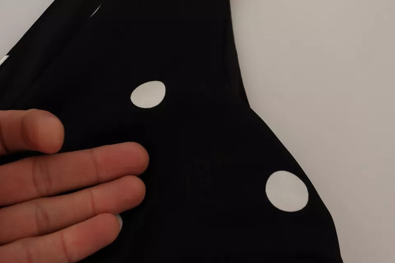 Dolce & Gabbana Robe Midi V-neck en Soie Noire à Pois