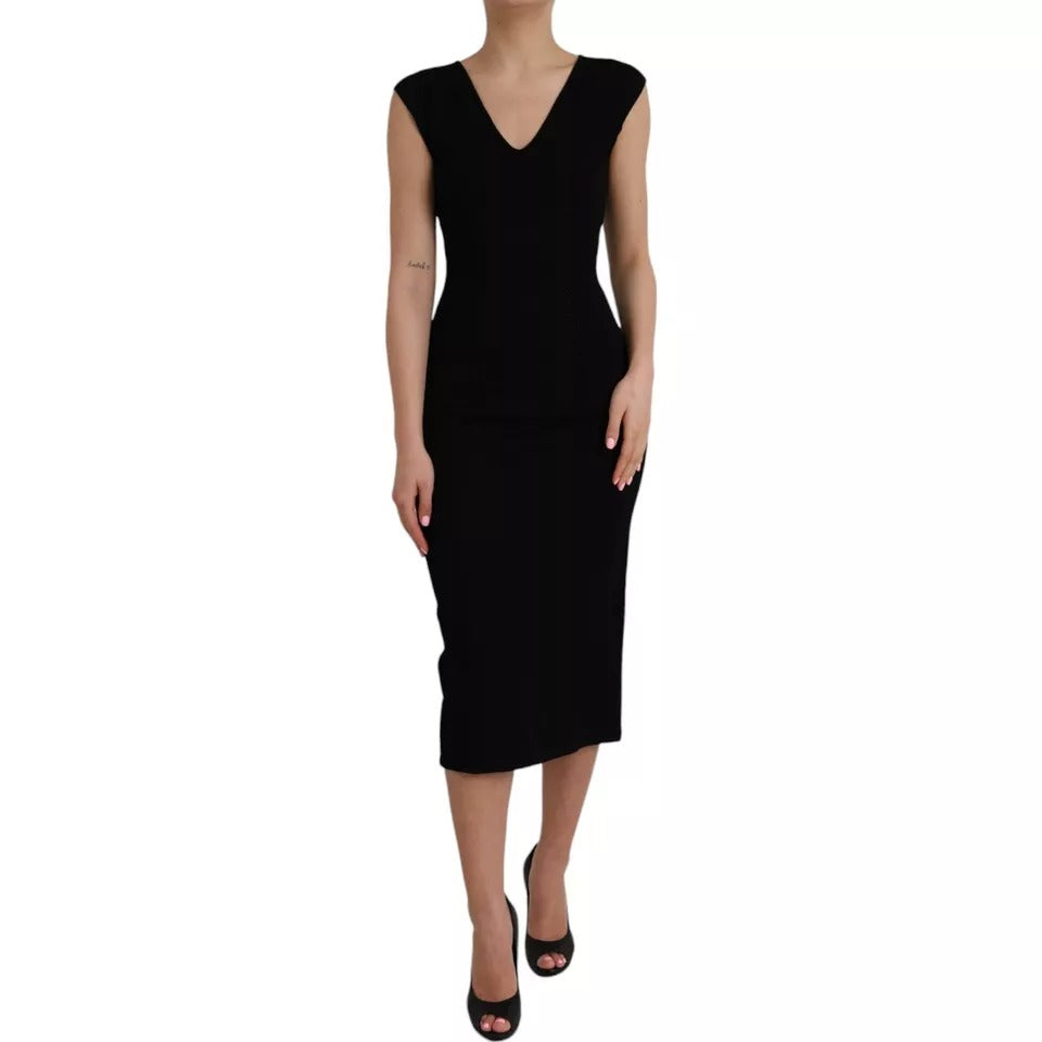 Robe midi moulante sans manches en viscose noire de Dolce & Gabbana