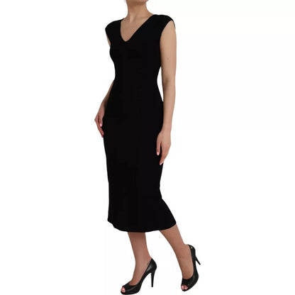 Robe midi moulante sans manches en viscose noire de Dolce & Gabbana