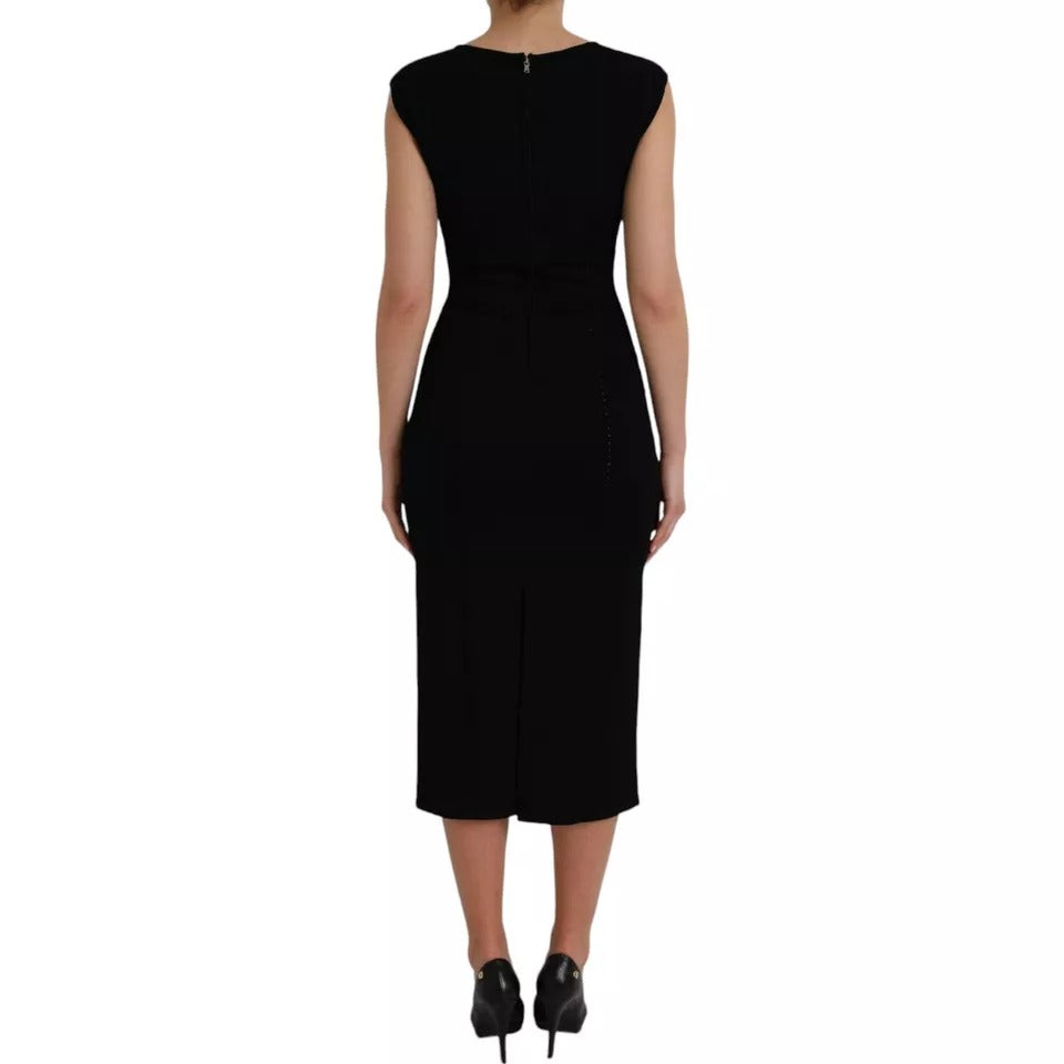 Robe midi moulante sans manches en viscose noire de Dolce & Gabbana