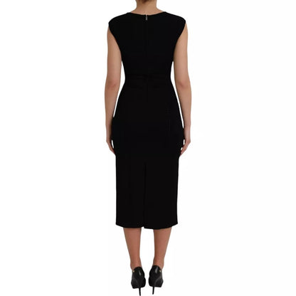 Robe midi moulante sans manches en viscose noire de Dolce & Gabbana