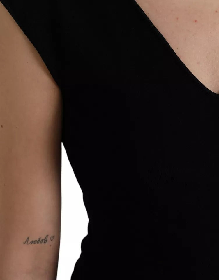 Robe midi moulante sans manches en viscose noire de Dolce & Gabbana