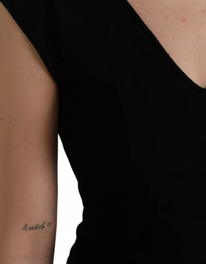 Robe midi moulante sans manches en viscose noire de Dolce & Gabbana