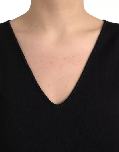 Robe midi moulante sans manches en viscose noire de Dolce & Gabbana