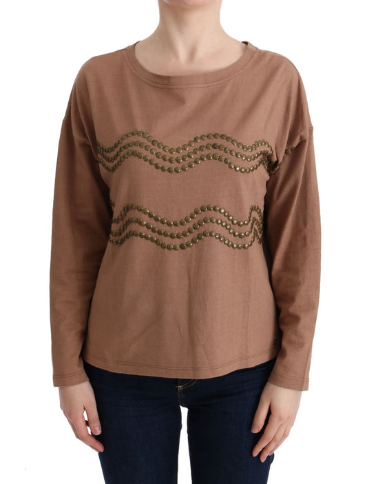 Pull en coton marron à clous de John Galliano