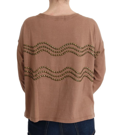 Pull en coton marron à clous de John Galliano