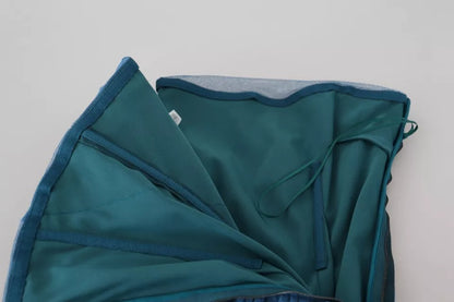 Dolce & Gabbana blauwe, gerimpelde tule jurk met mesh details