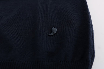 MARGHI LO' Robe chemise en laine bleue à manches longues