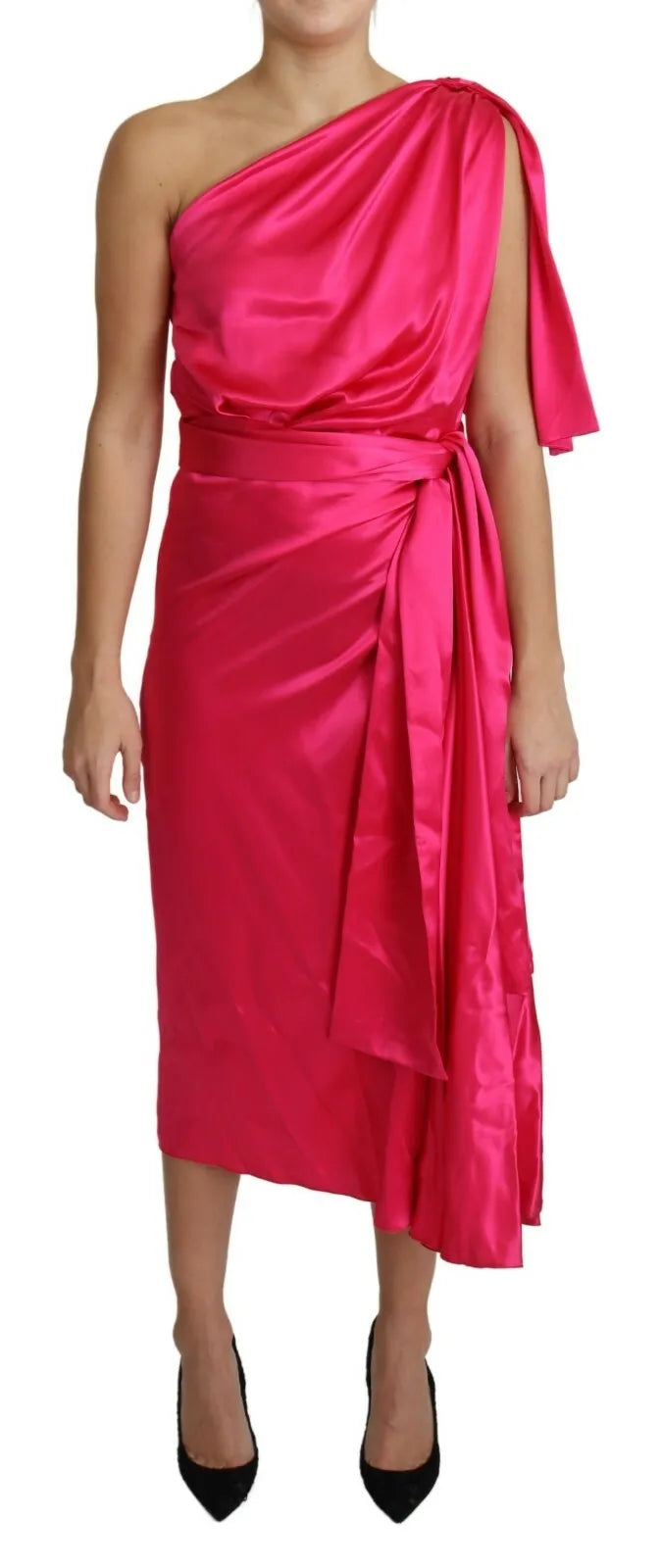 Robe Midi Fuchsia Ajustée à Épaule Dénudée Dolce & Gabbana