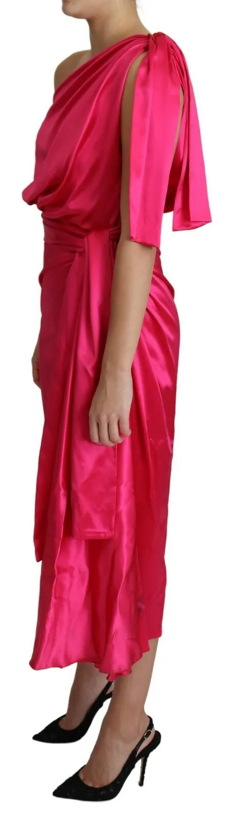 Robe Midi Fuchsia Ajustée à Épaule Dénudée Dolce & Gabbana