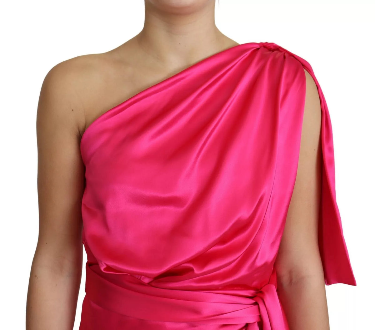 Robe Midi Fuchsia Ajustée à Épaule Dénudée Dolce & Gabbana
