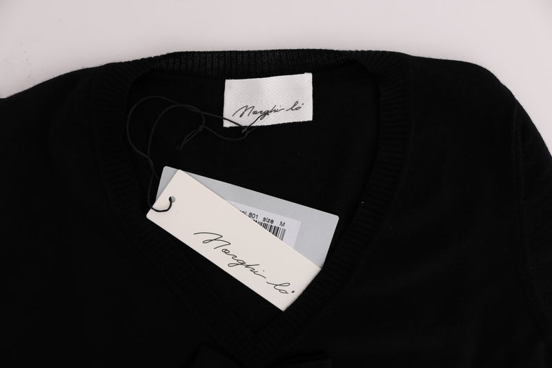 MARGHI LO' Robe chemise noire en laine à manches longues