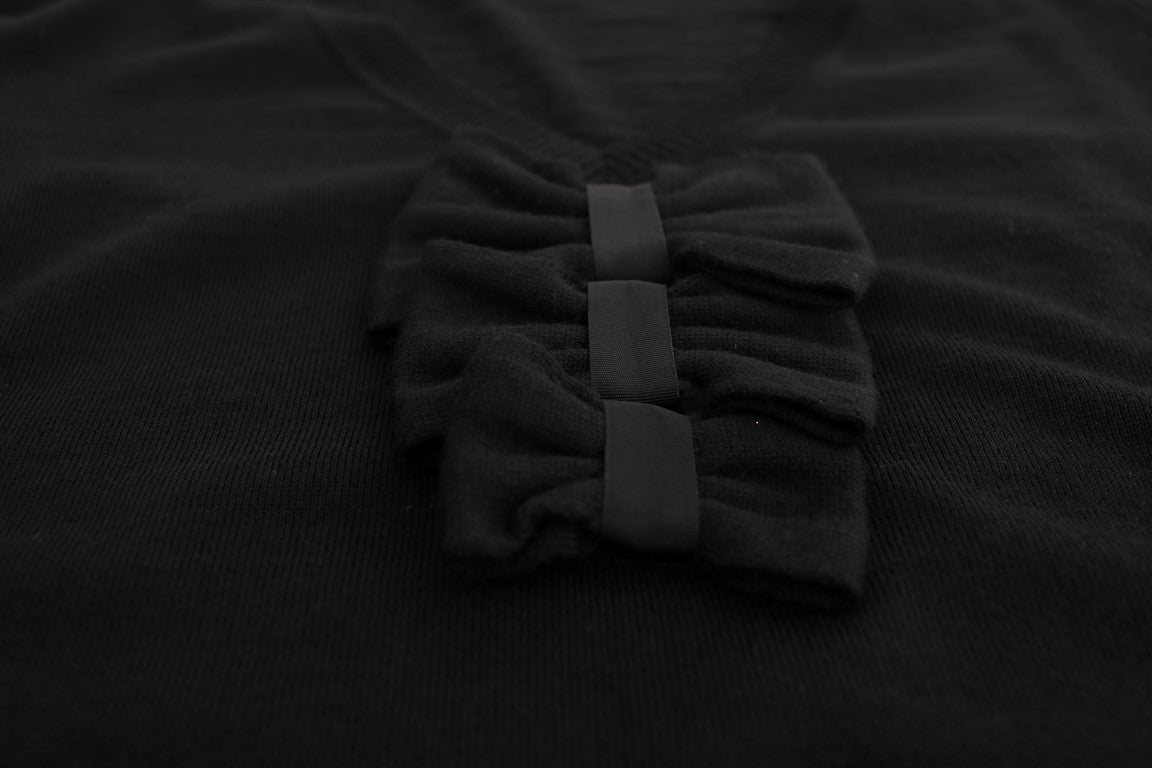 MARGHI LO' Robe chemise noire en laine à manches longues